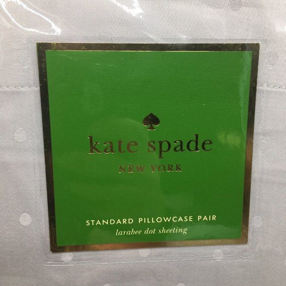 2pc Kate Spade Standard Pillowcase Set Pair Light Gray Larabee Dot 20"x32" NEW - Picture 2 of 2